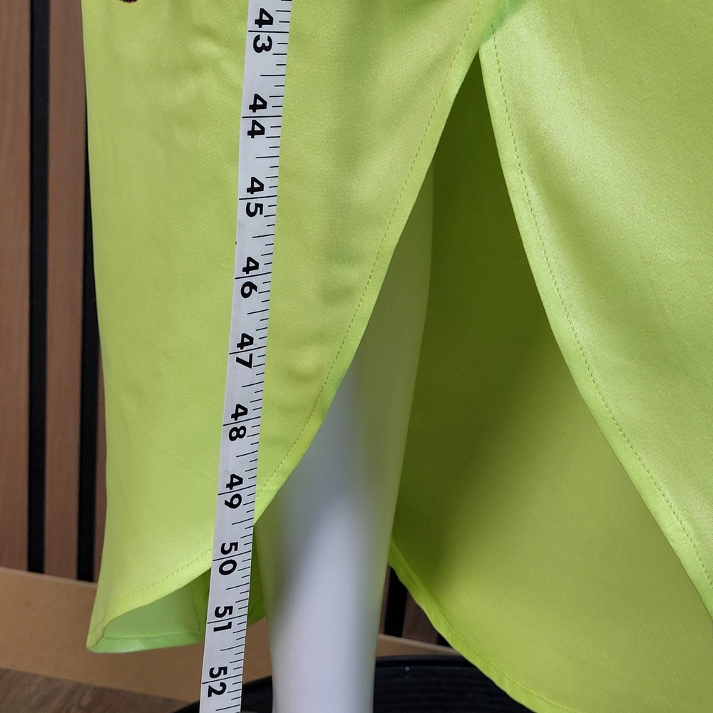 ASOS EDITION Wrap Midi Dress Floral Embroidered Lime Green Satin Draped 4 NWT - Picture 4 of 14